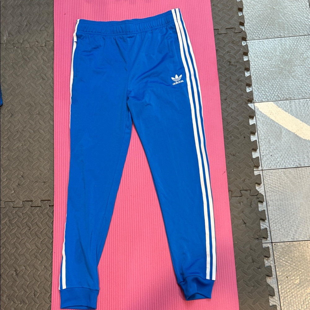 Adidas Kids Royal Blue Joggers with White Stripes